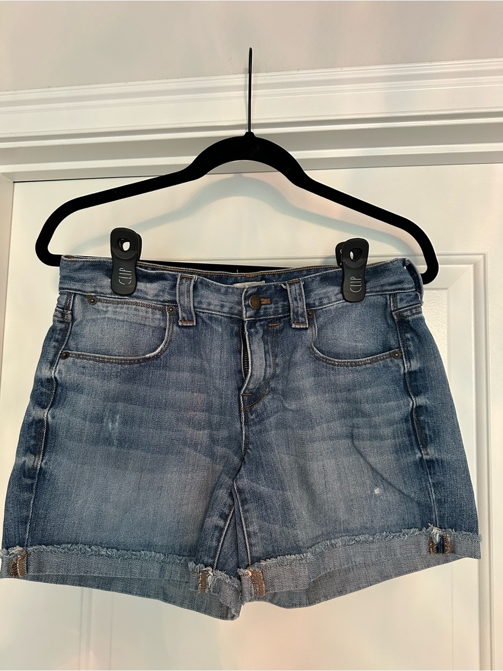 J. Crew Distressed Mid-Blue Denim Jean Shorts